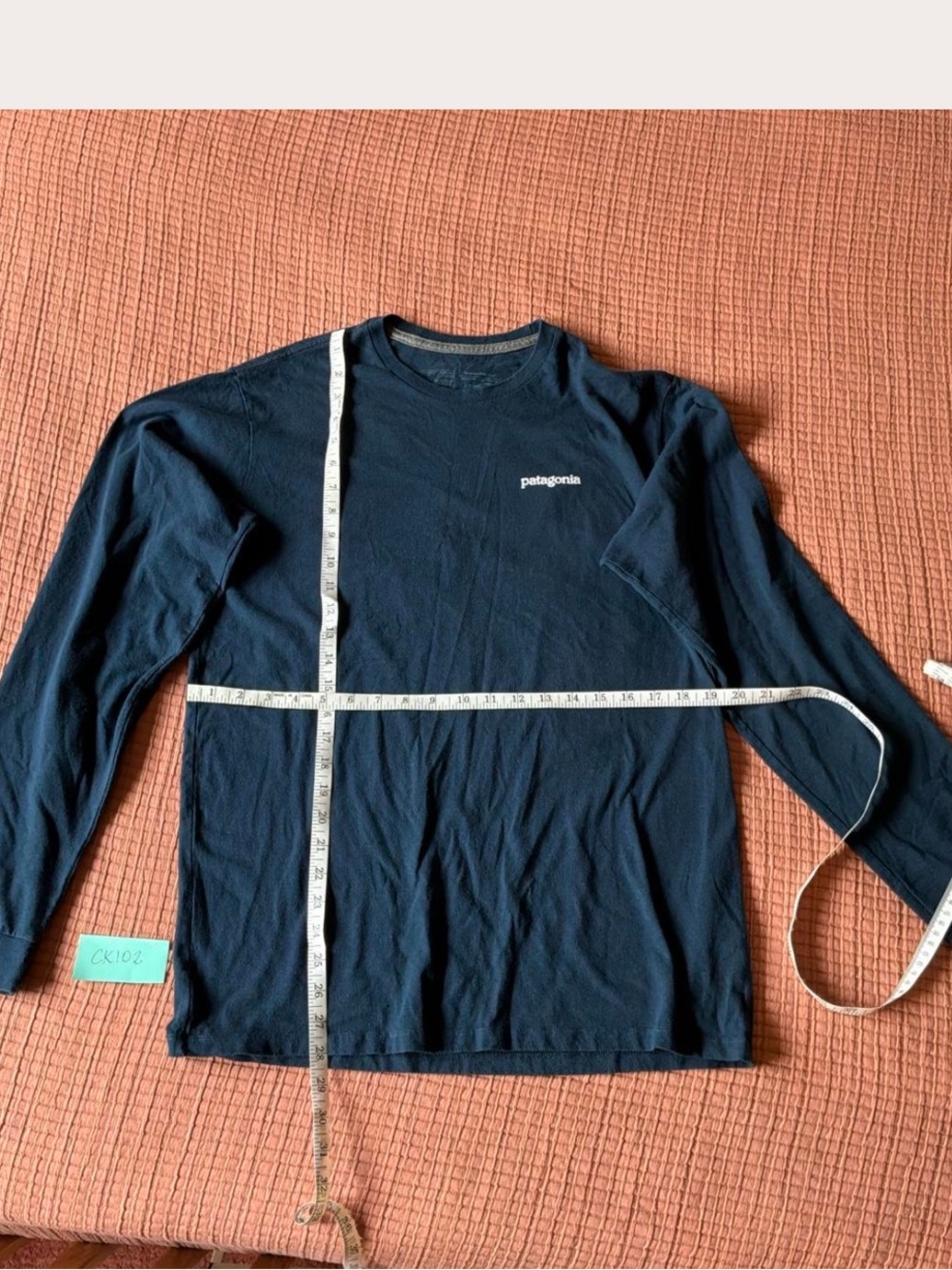 Patagonia Men's Long-Sleeve Tee in Navy with White Logo